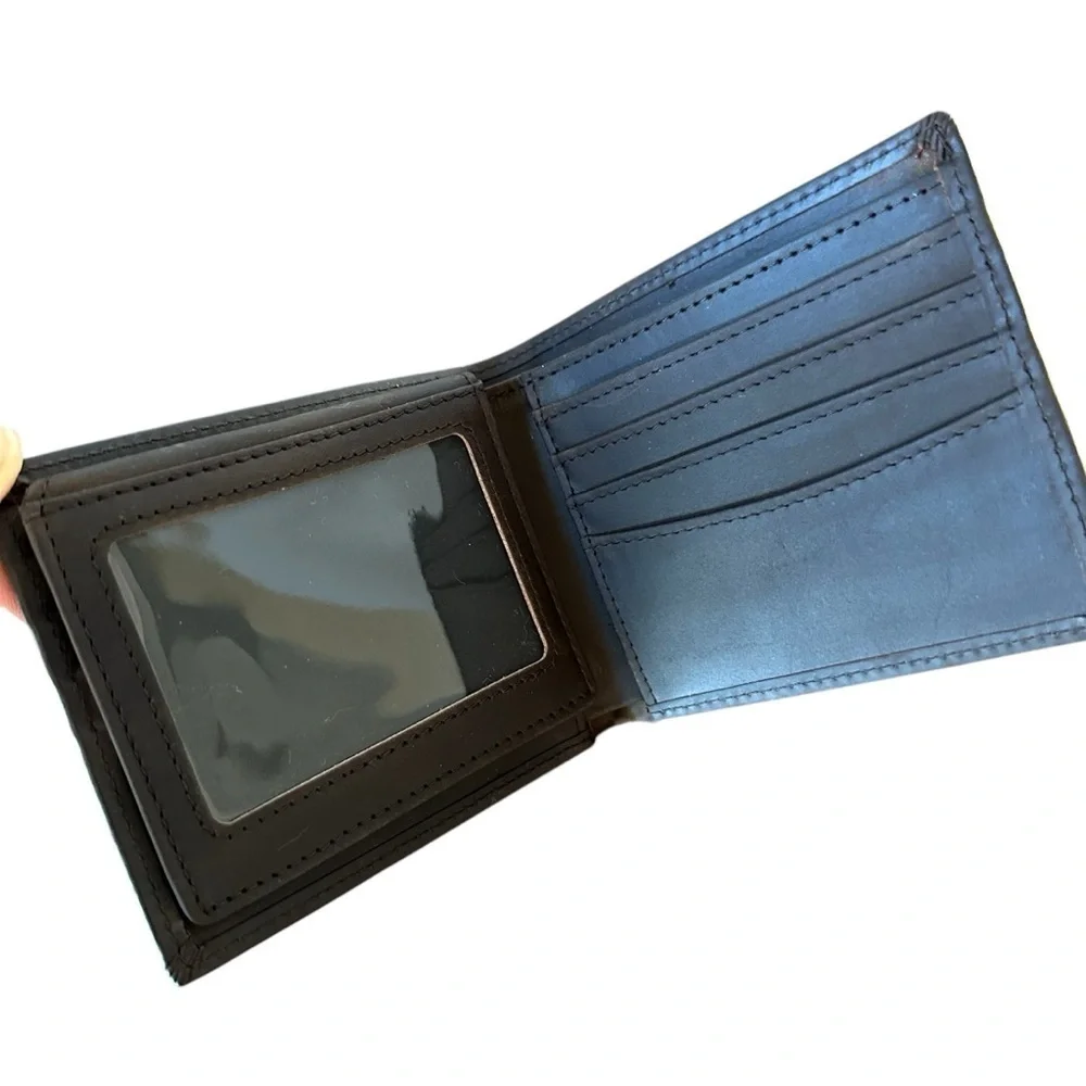 Stay Fine Men's Brown Leather Classic Billfold Travel Wallet RFID Blocking